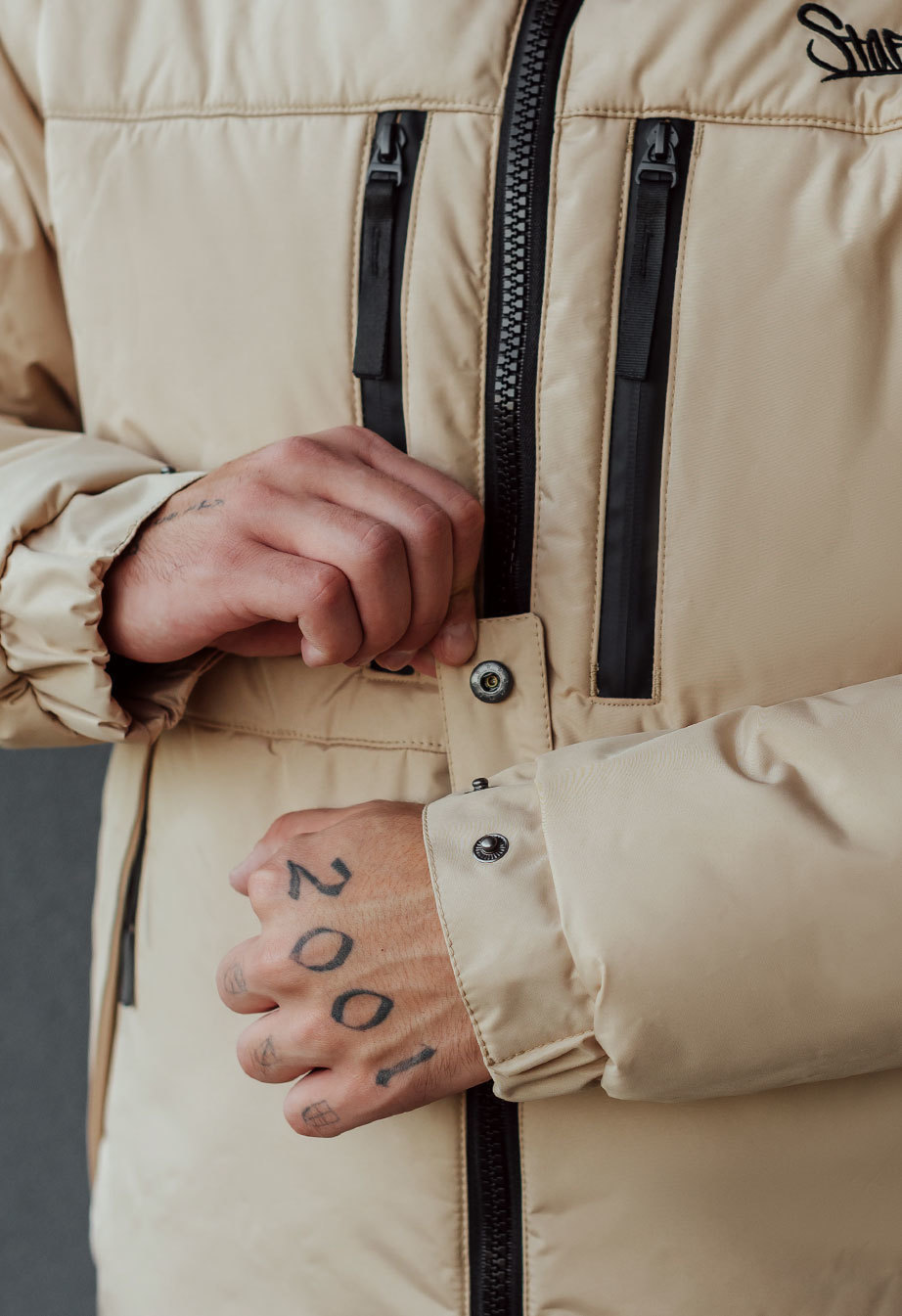 Geacă de iarnă Staff br beige logo