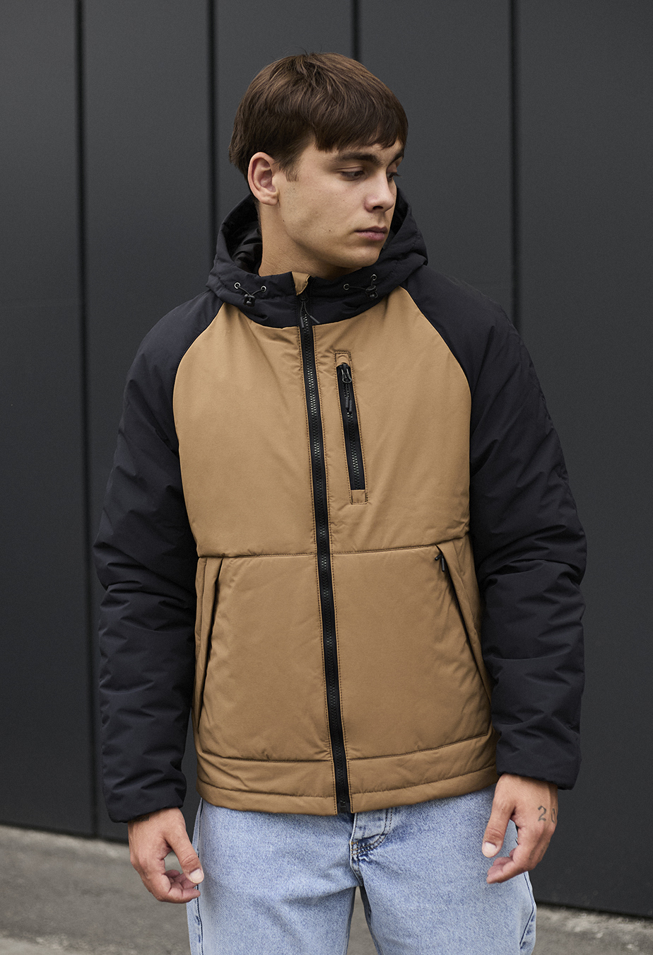 Geacă demi-sezon Staff na brown & beige