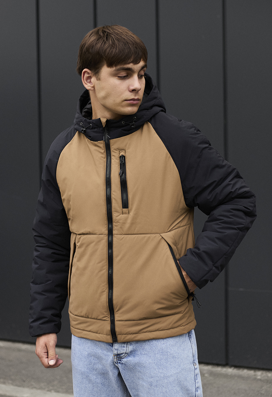 Geacă demi-sezon Staff na brown & beige