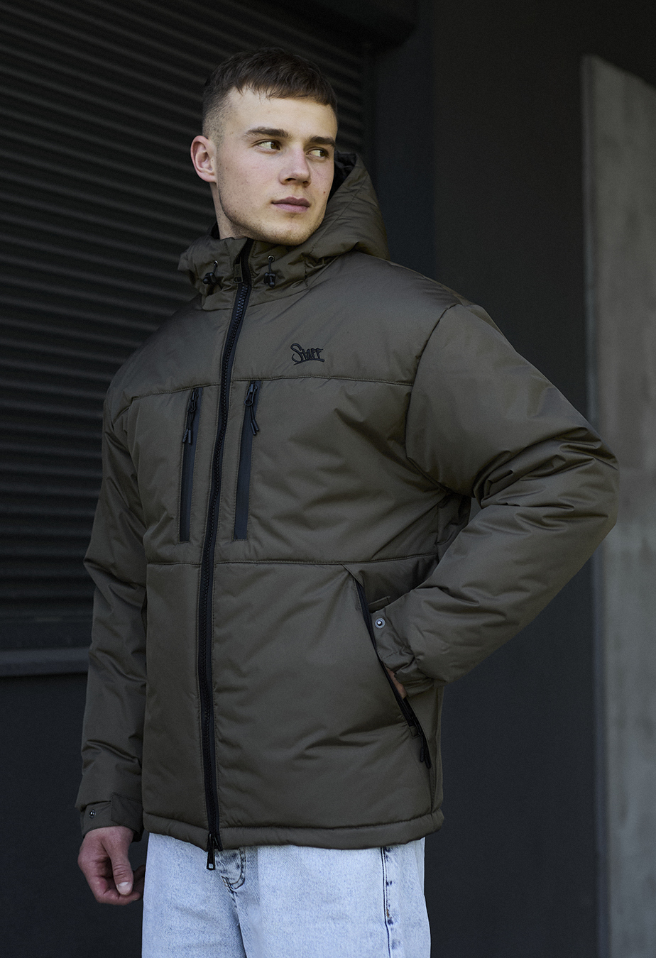 Geacă de iarnă Staff br dark khaki logo