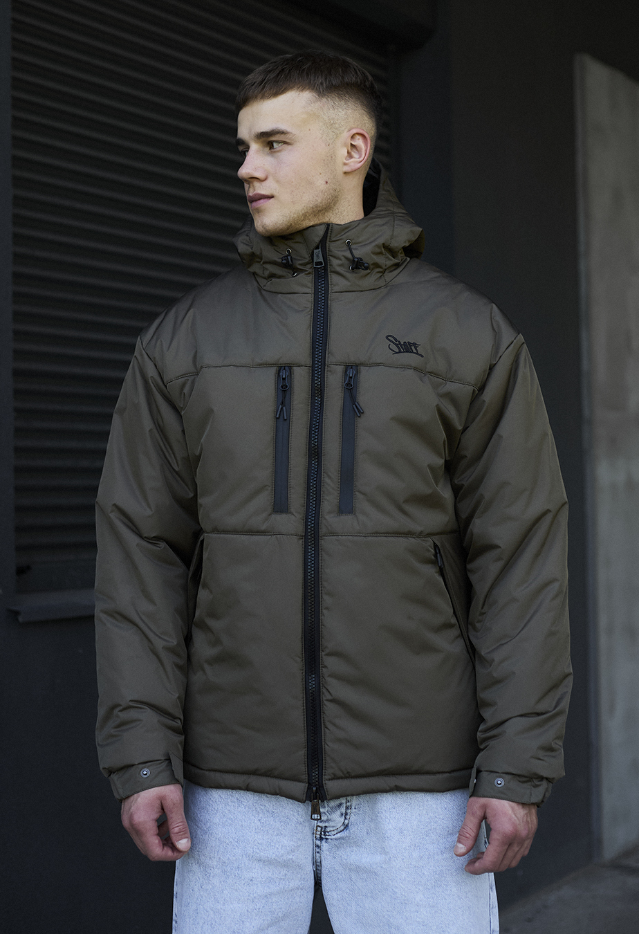 Geacă de iarnă Staff br dark khaki logo