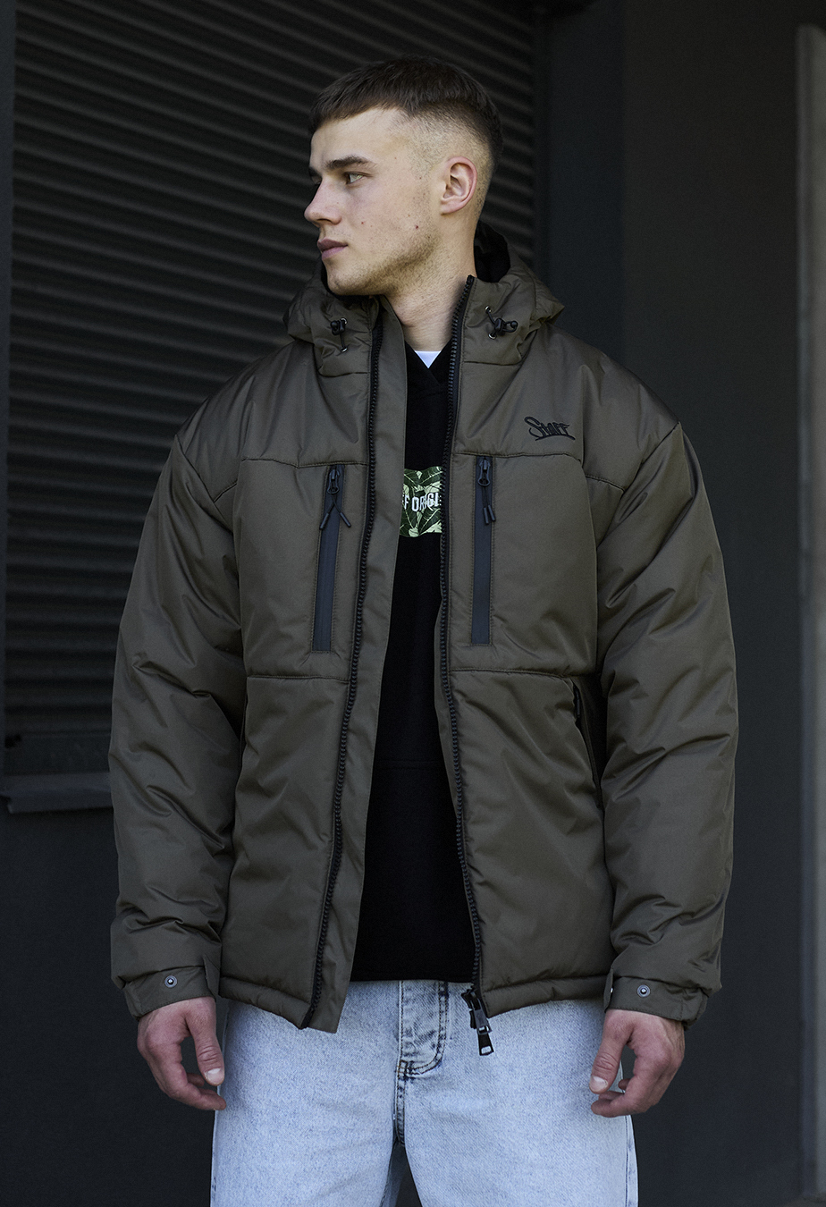 Geacă de iarnă Staff br dark khaki logo