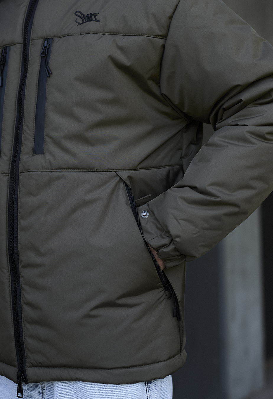 Geacă de iarnă Staff br dark khaki logo