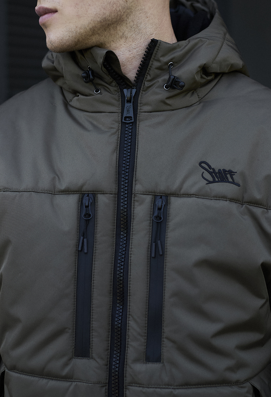 Geacă de iarnă Staff br dark khaki logo