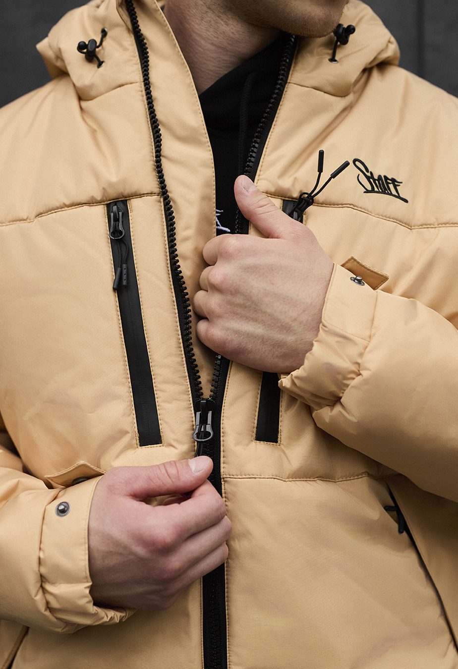 Geacă de iarnă Staff br beige logo