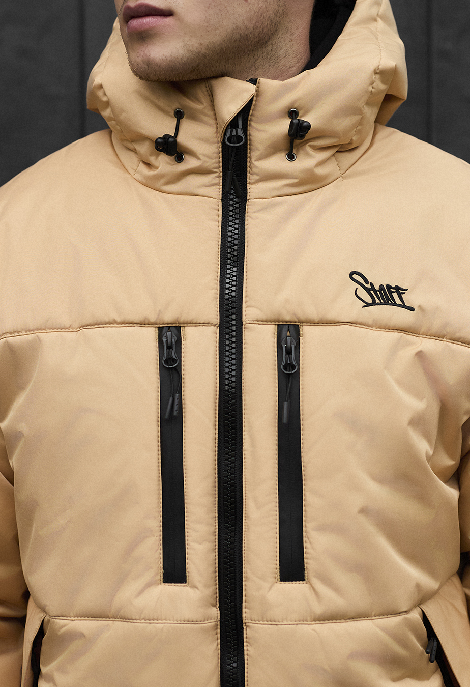 Geacă de iarnă Staff br beige logo