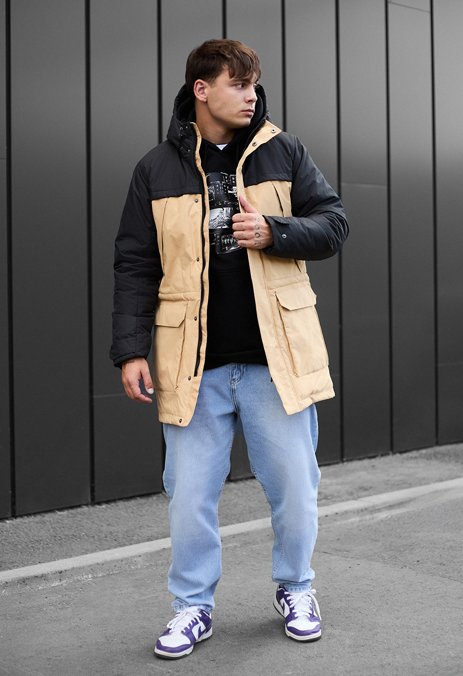 Parka de iarnă Staff to black & beige