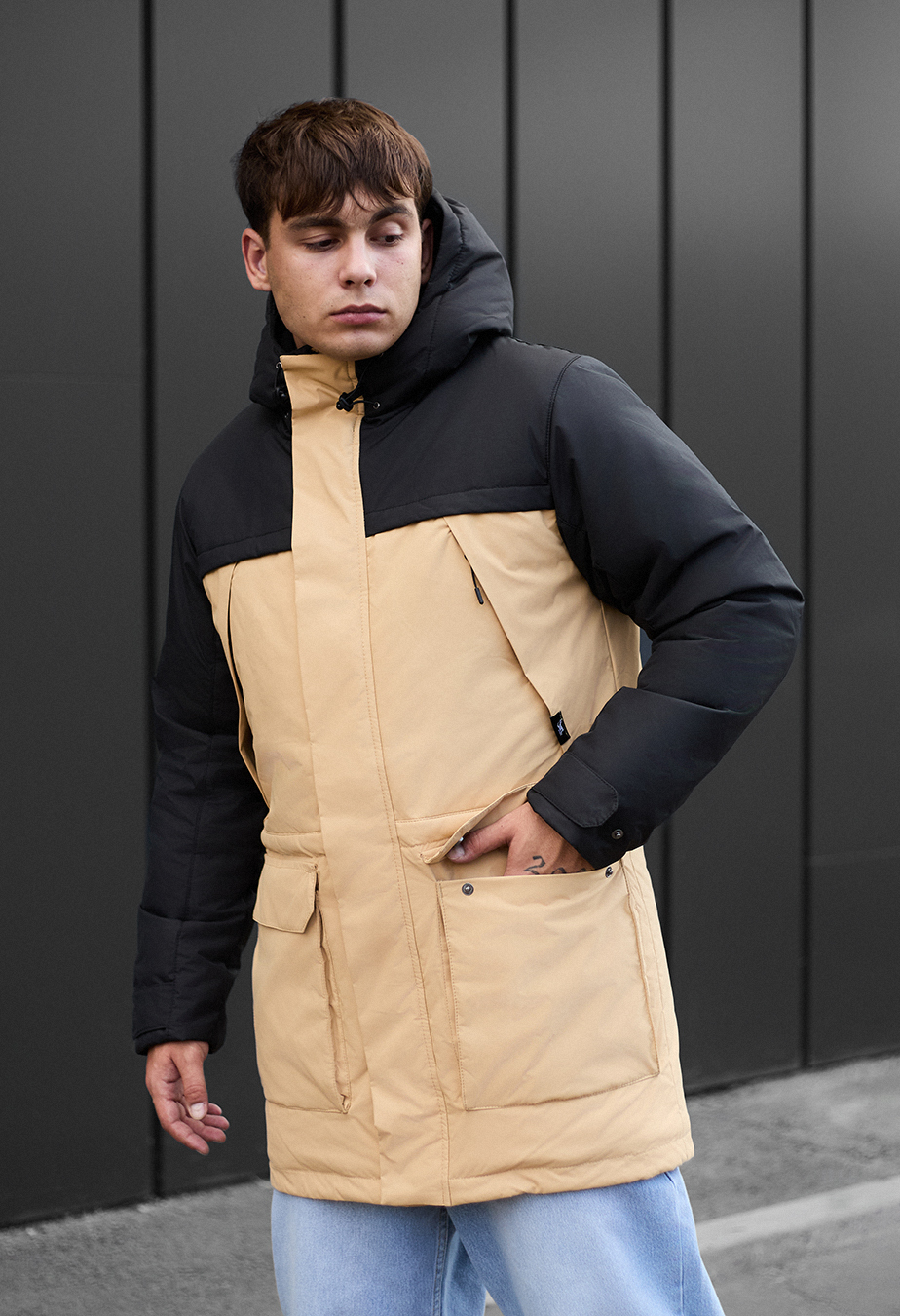 Parka de iarnă Staff to black & beige
