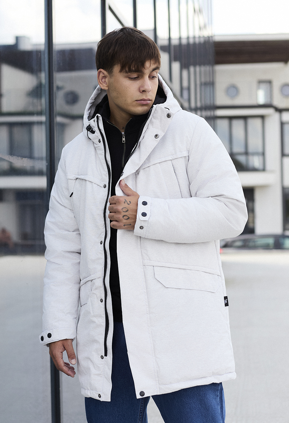 Parka de iarnă Staff st white melange