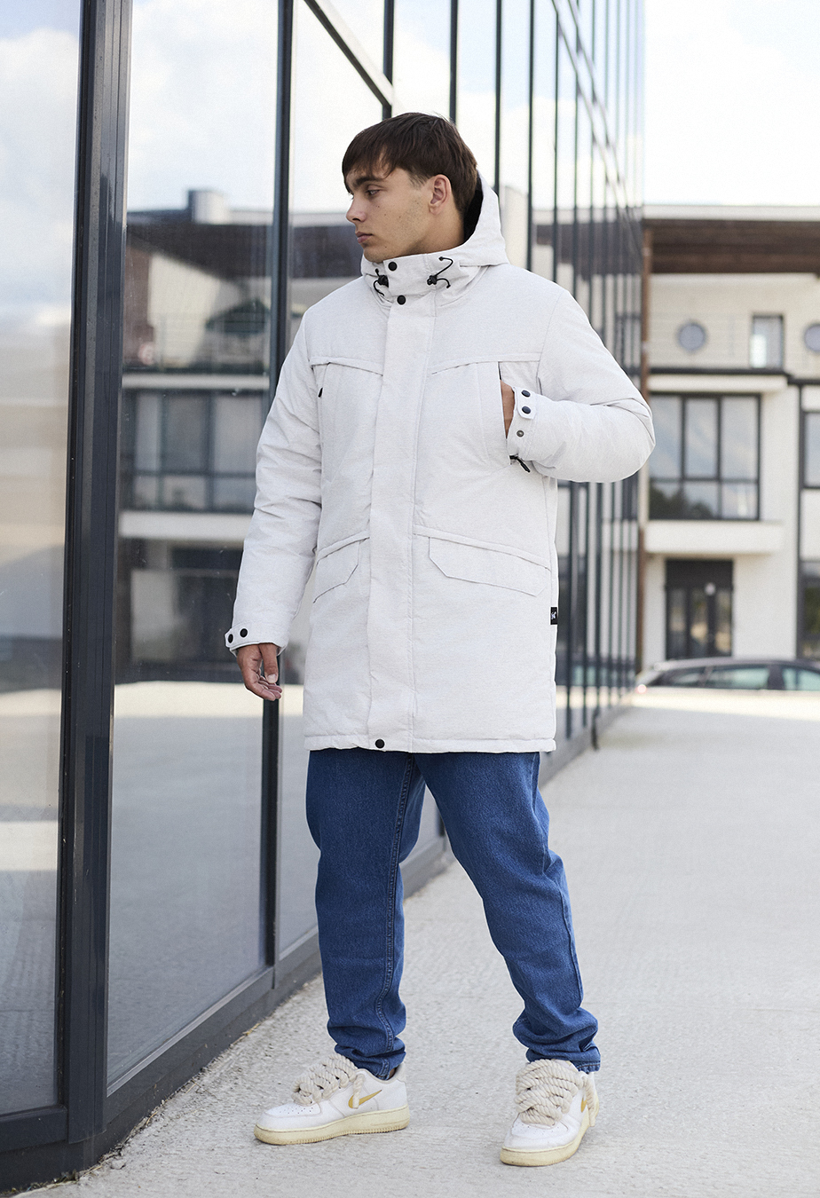Parka de iarnă Staff st white melange