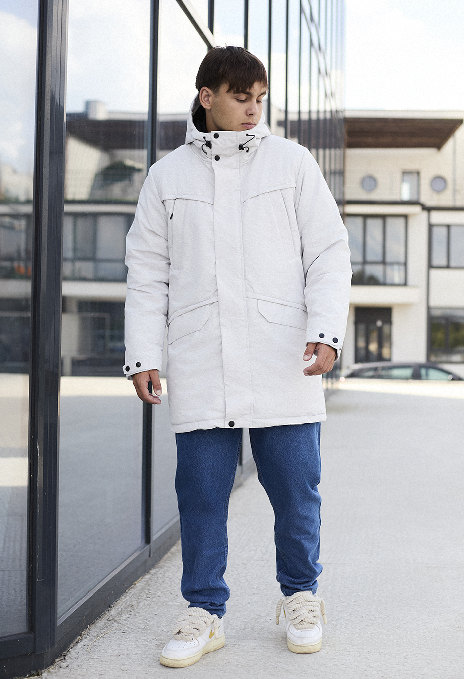 Parka de iarnă Staff st white melange