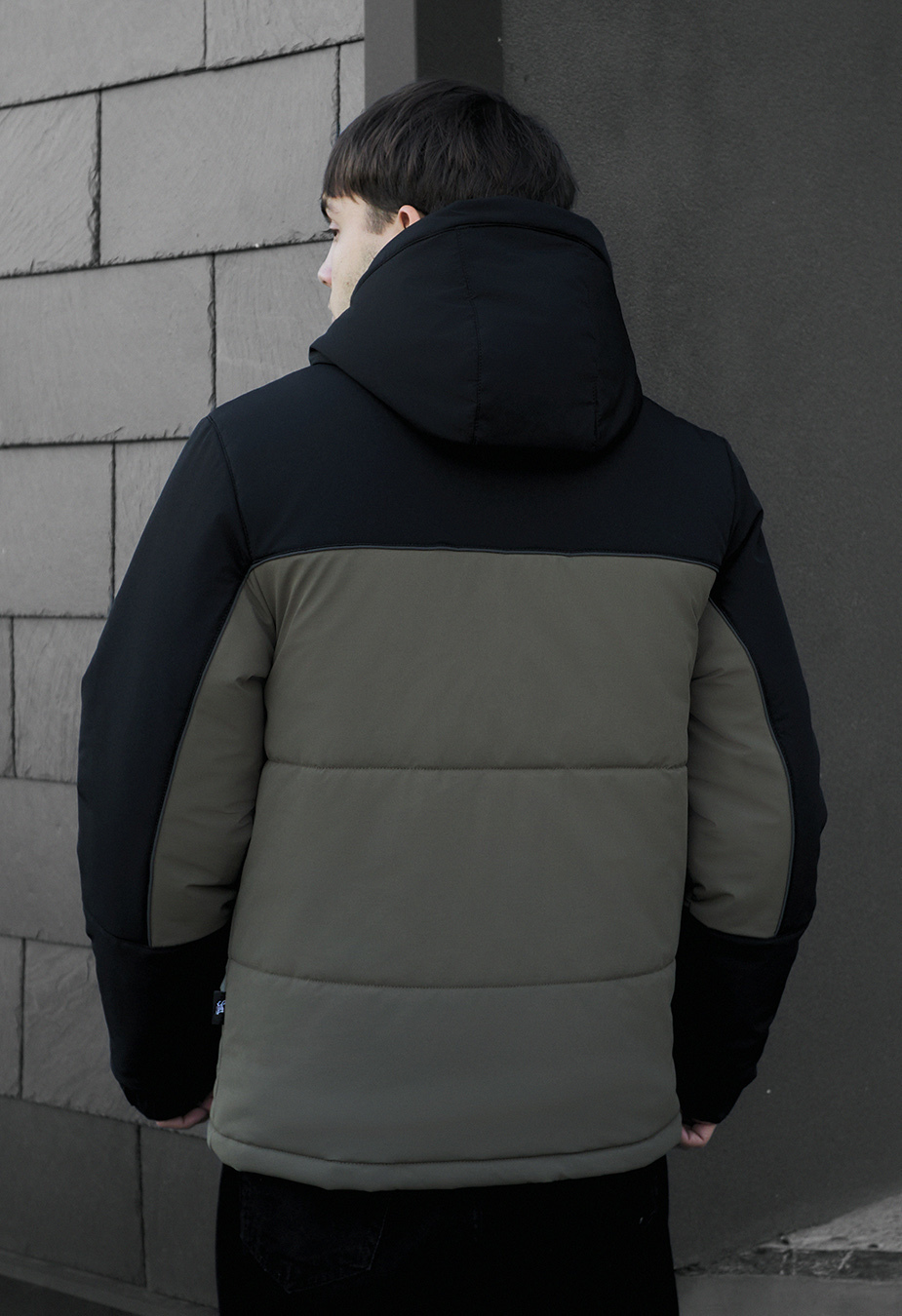 Geacă de iarnă Staff im black & dark khaki reflective