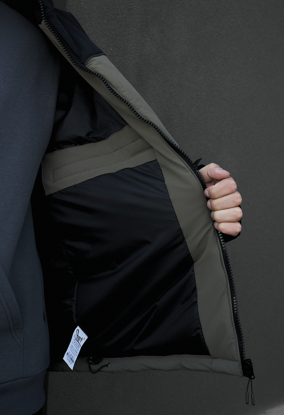 Geacă de iarnă Staff im black & dark khaki reflective