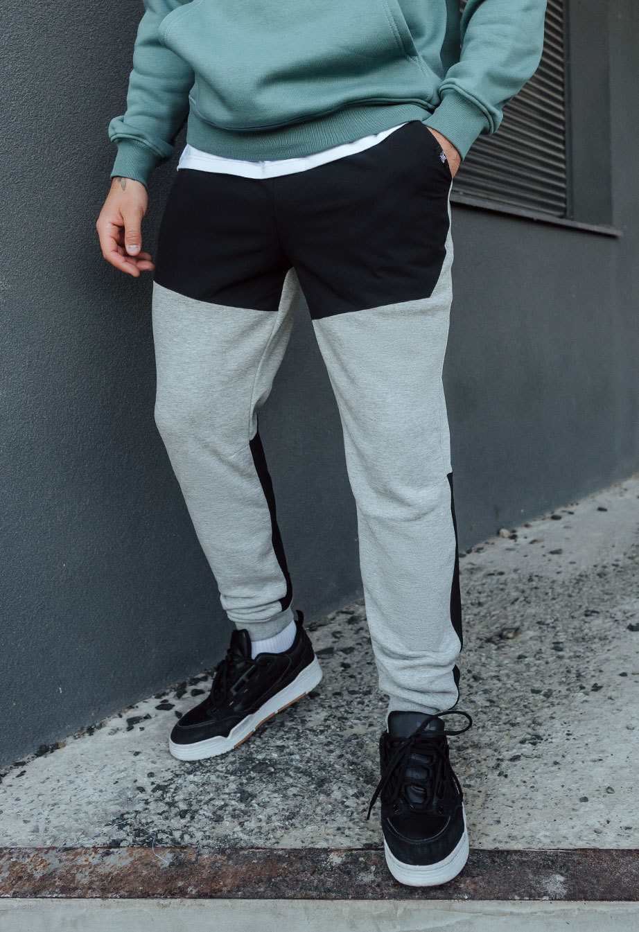 Pantaloni de trening Staff de gray melange fleece
