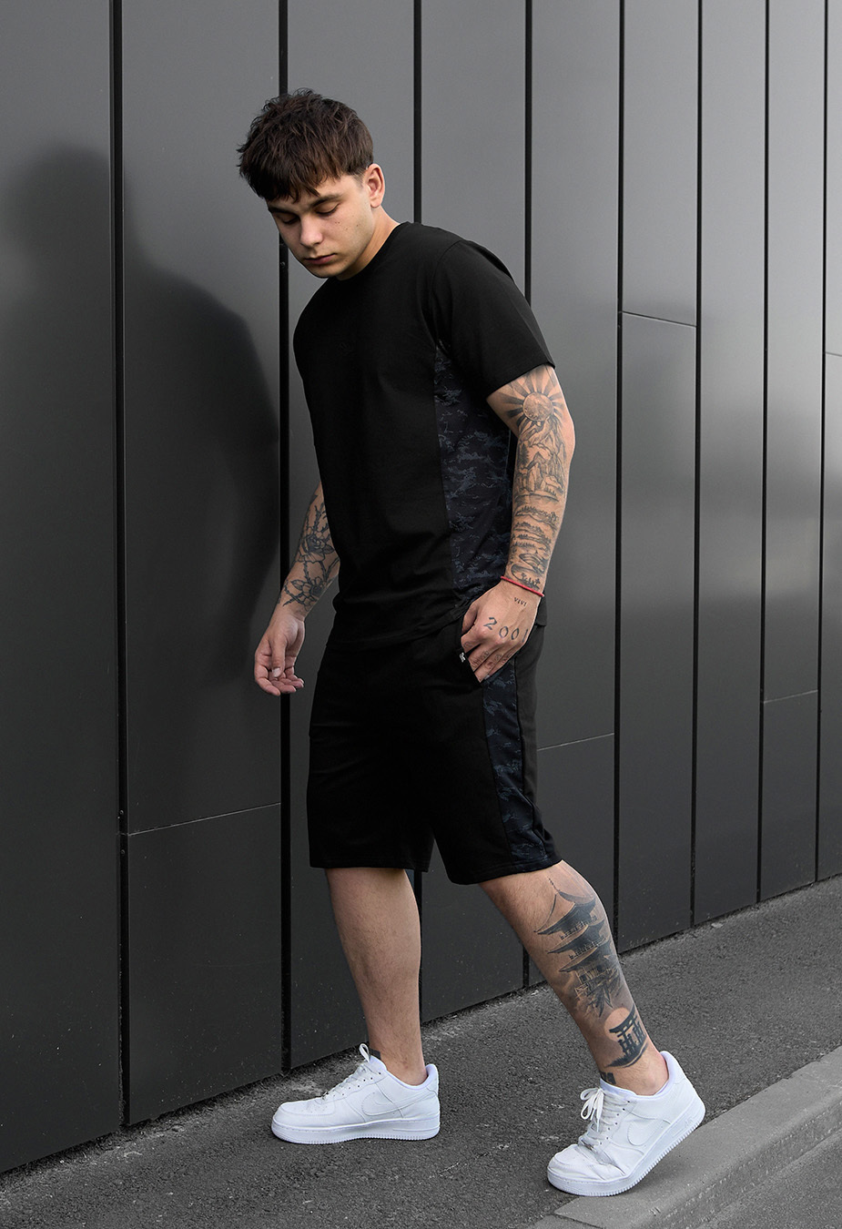 Set de vară tricou + pantaloni scurți Staff pro black