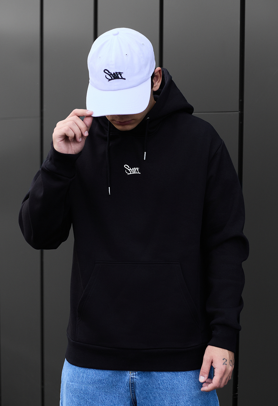 Hanorac Staff black logo front oversize fleece