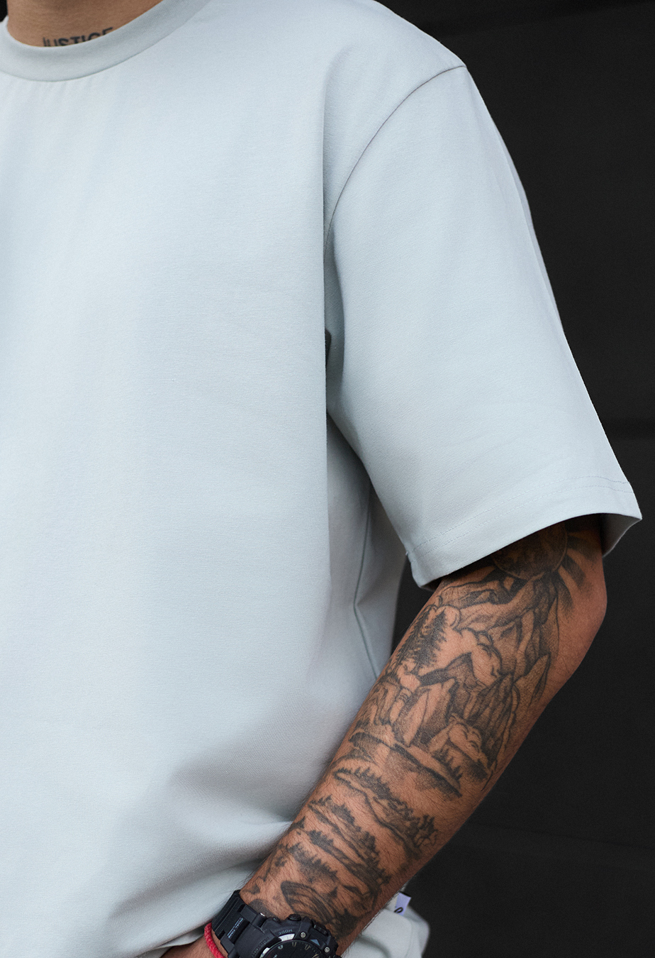 Tricou Staff light gray oversize