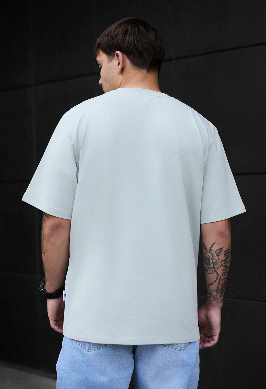 Tricou Staff light gray oversize