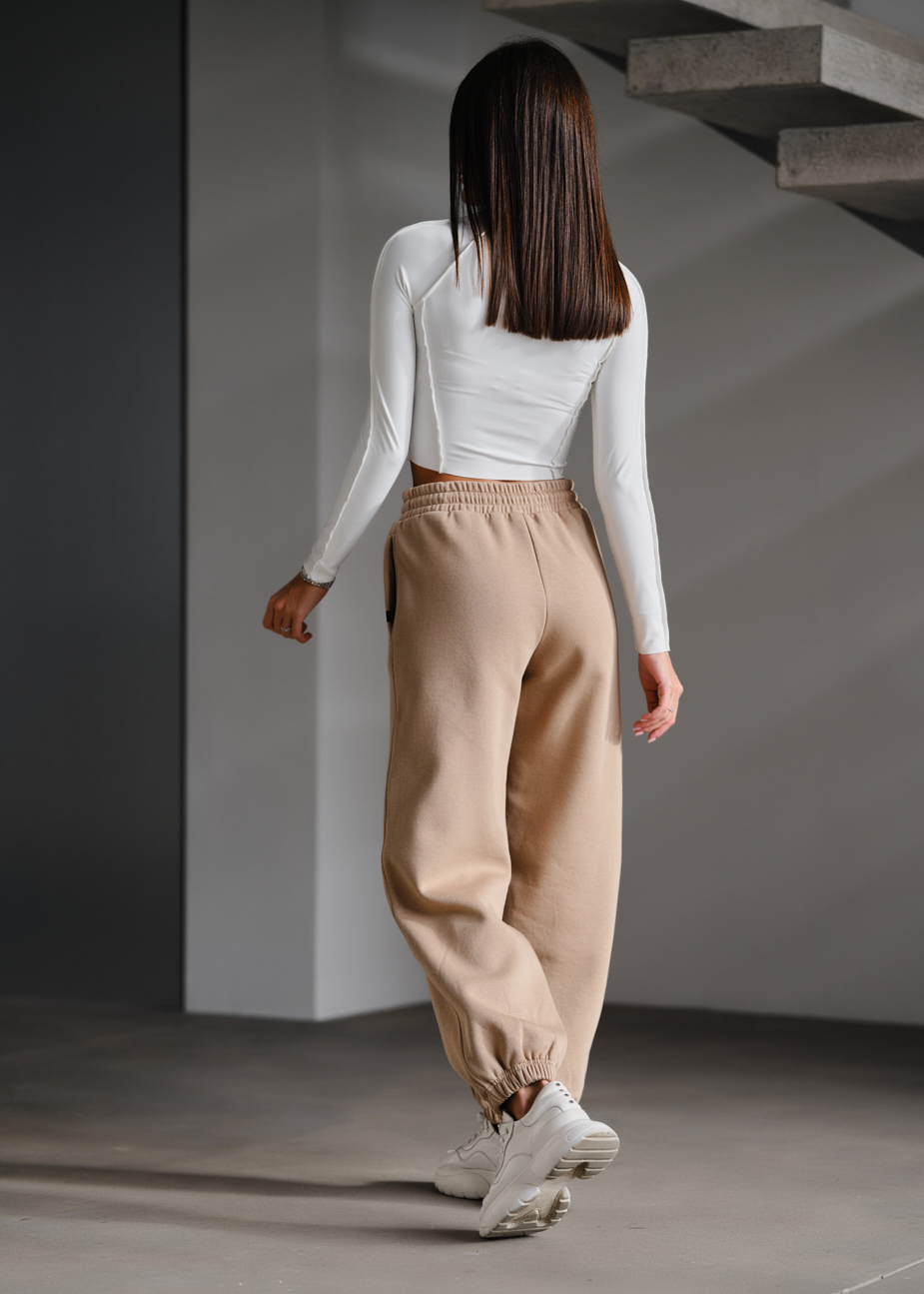 Pantaloni de trening de damă Staff fox beige fleece