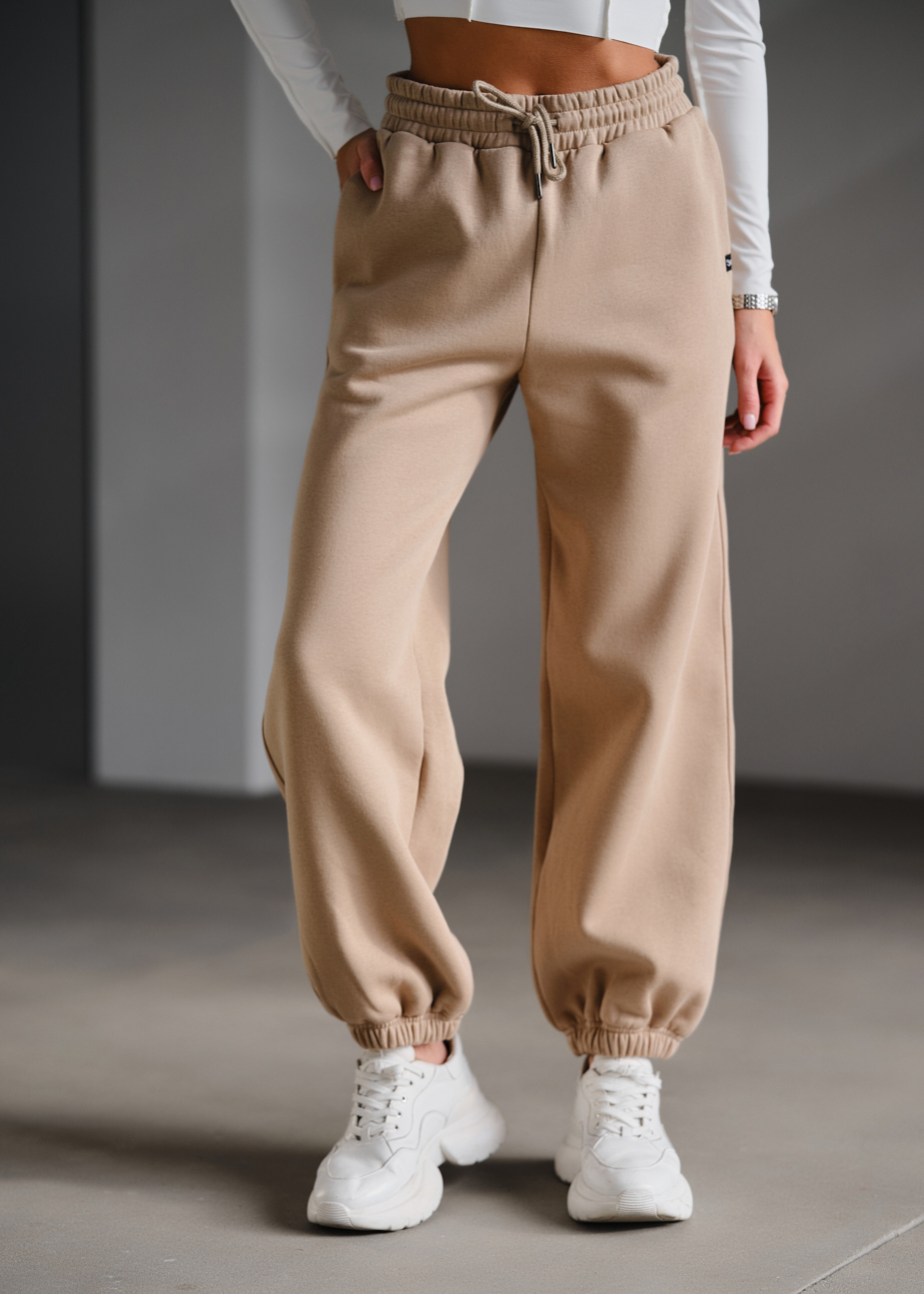 Pantaloni de trening de damă Staff fox beige fleece