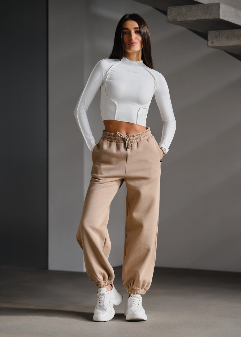 Pantaloni de trening de damă Staff fox beige fleece
