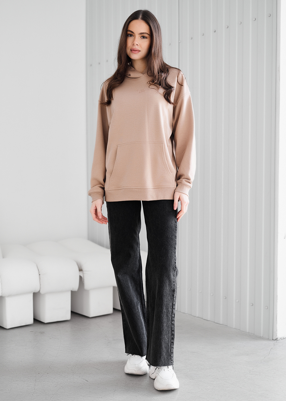 Hanorac de damă Staff ue light brown logo oversize