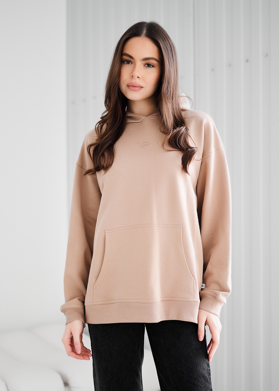 Hanorac de damă Staff ue light brown logo oversize