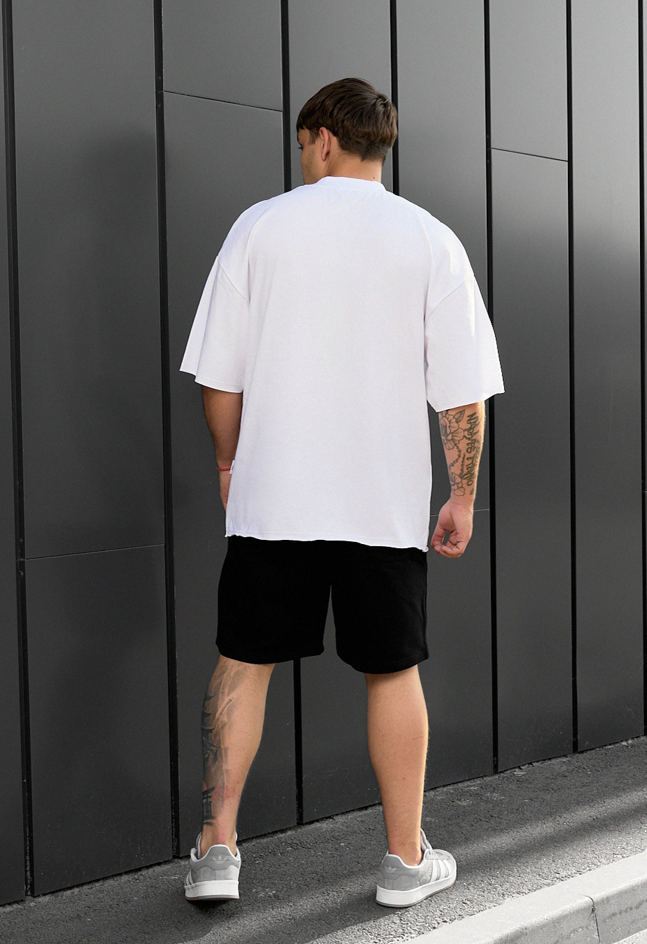 Set de vară tricou + pantaloni scurți Staff os black & white oversize
