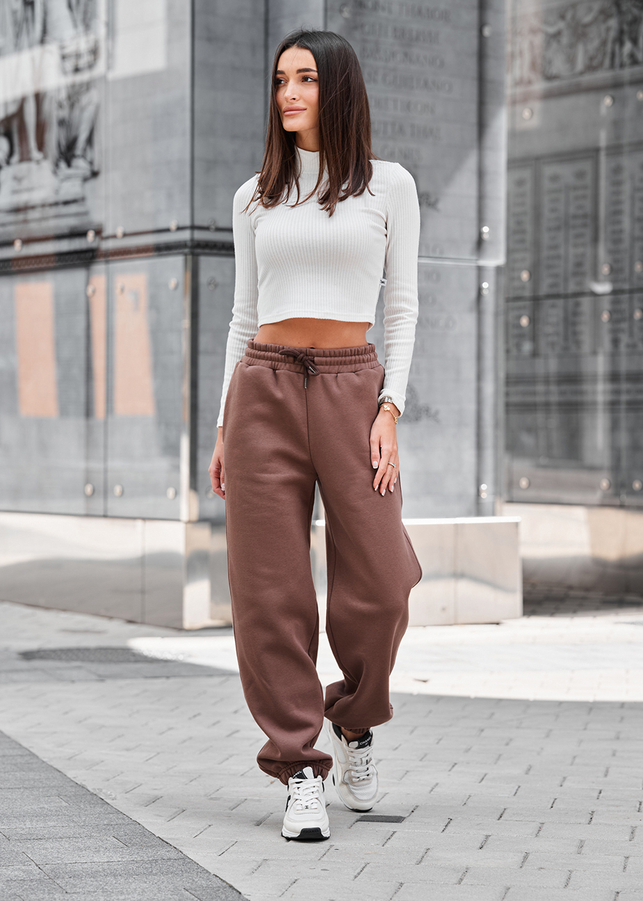 Pantaloni de trening de damă Staff li brown fleece