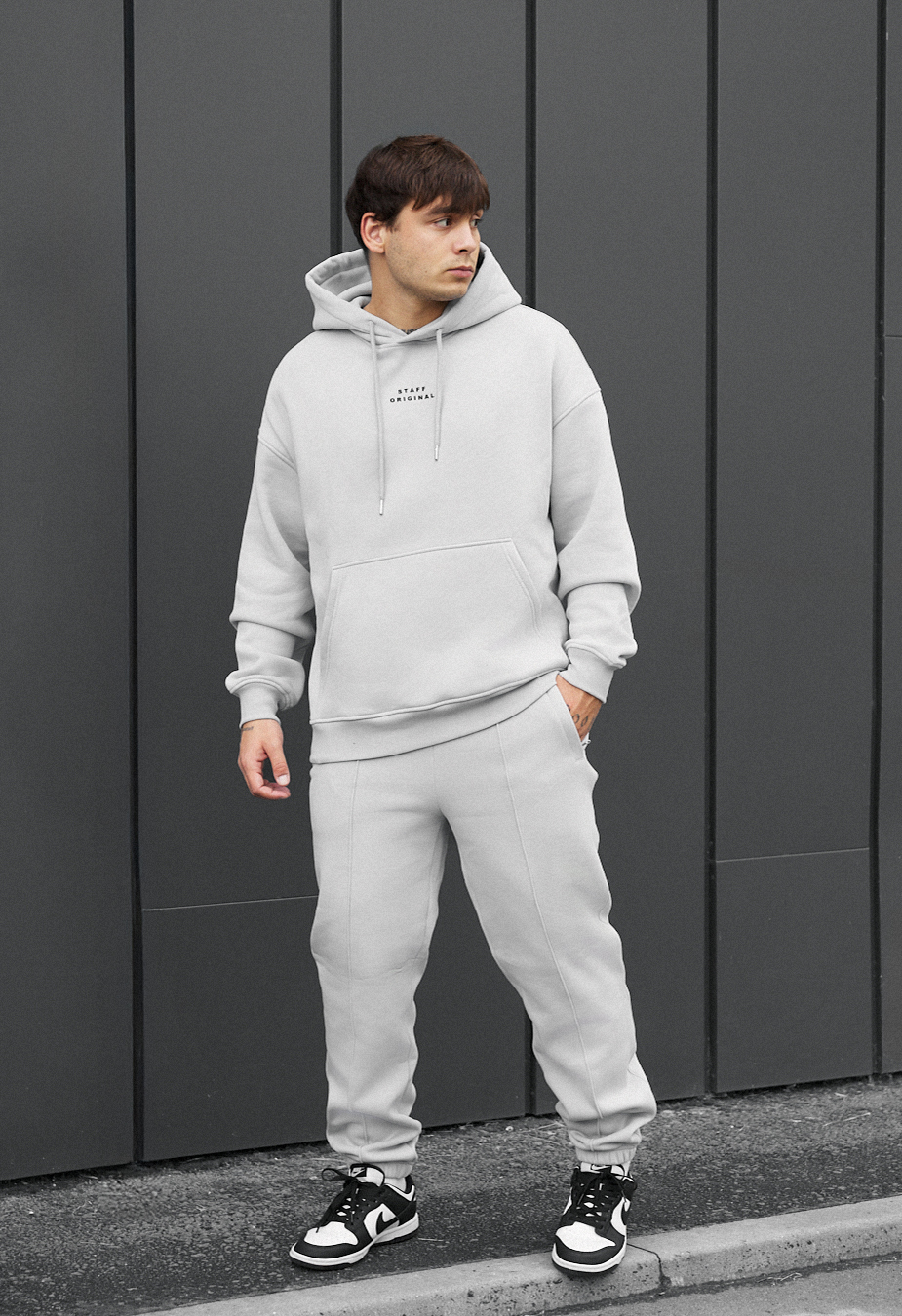 Costum de trening Staff ace light gray oversize fleece