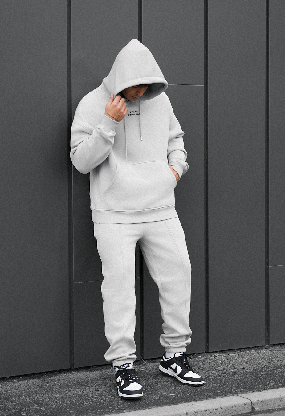 Costum de trening Staff ace light gray oversize fleece