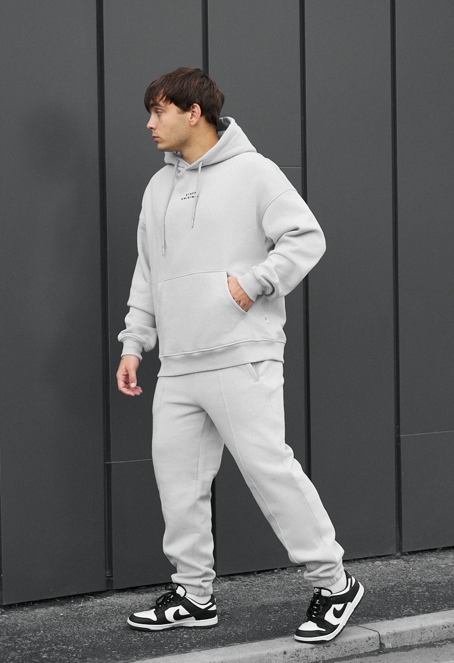 Costum de trening Staff ace light gray oversize fleece