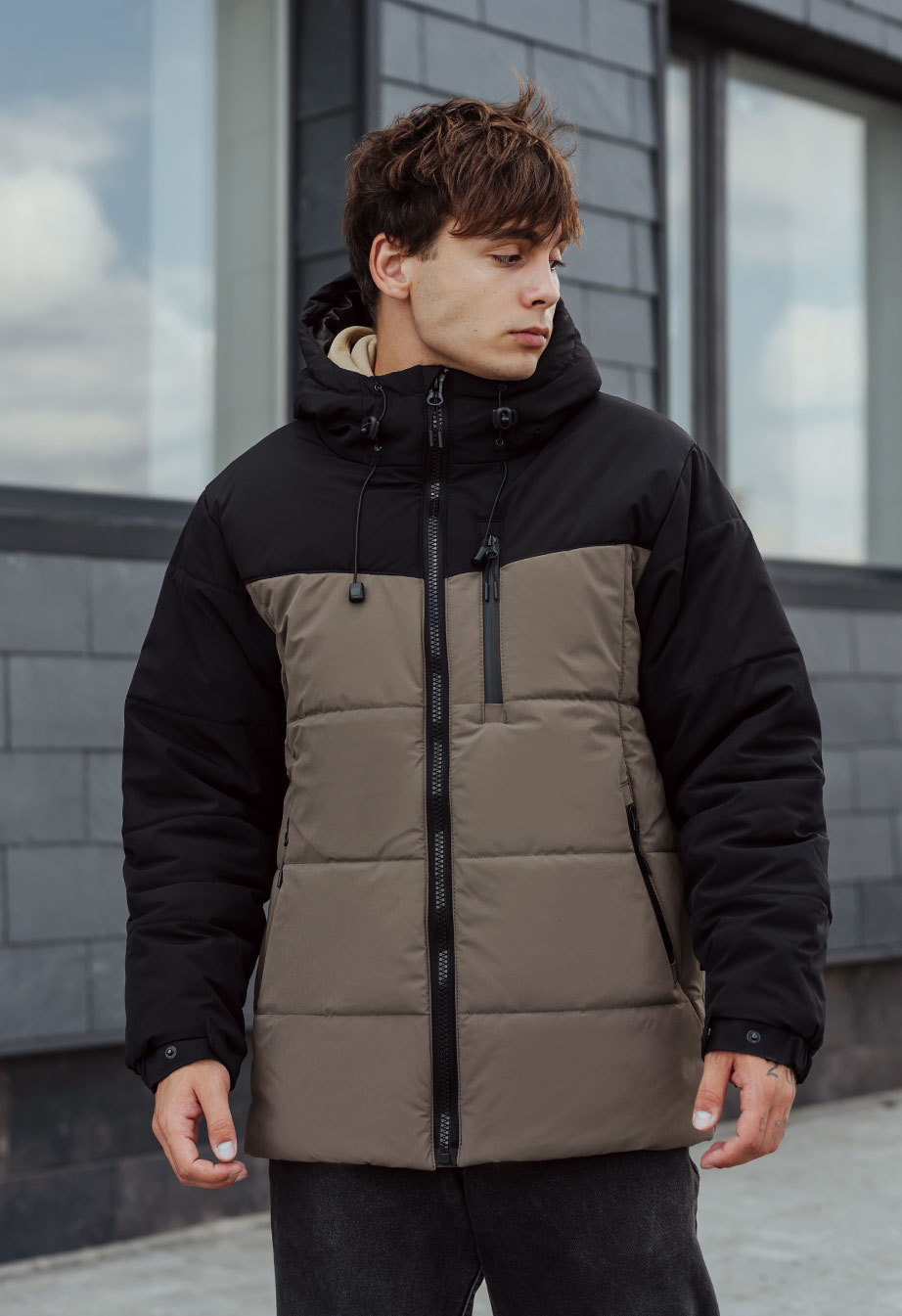Geacă de iarnă Staff pl khaki & black