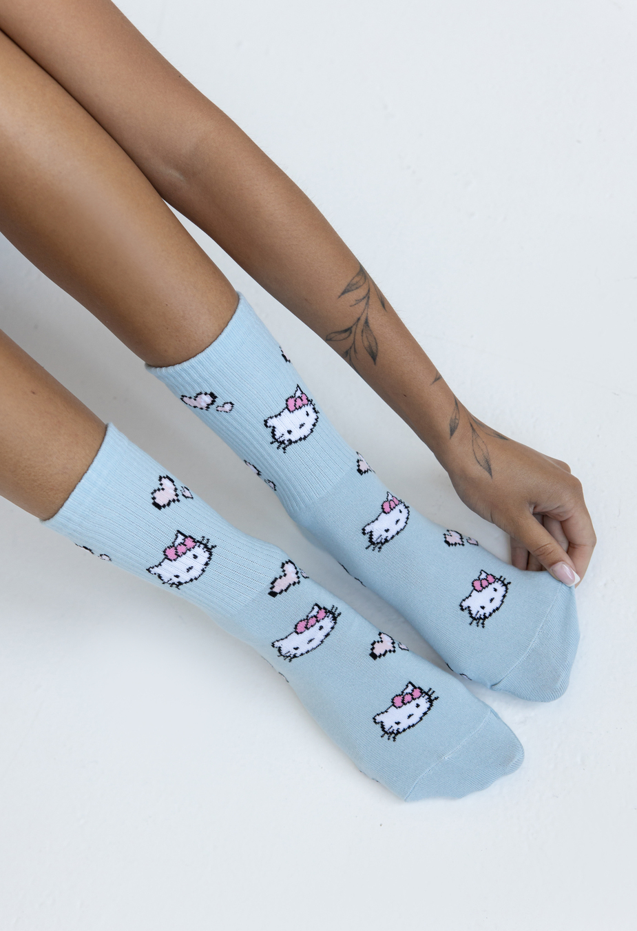 Șosete de damă Staff kitty & hearts light blue